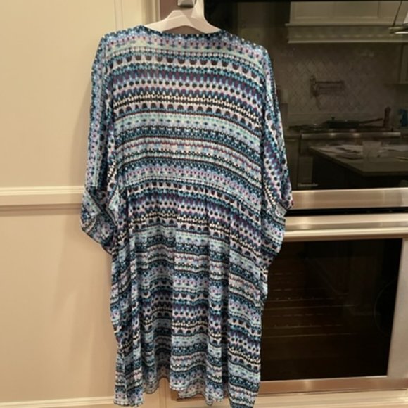 PROFILE BY GOTTEX Swimwear Cover Size L Mesh Colorful Excellent Condition - Picture 2 of 4